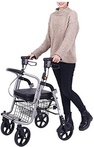 Rollator Pieghevole Rollator Walkers Rollator Walker Con Sedile, 4 Ruote Ausili Medici Per La Deambulazione Pieghevole, Deambulatore Resistente Telaio In Lega Di Alluminio Leggero Di Qualità