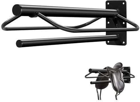 Tissting Saddle Rack with Pad Bar for Horse Enthusiast, Portable Folding Saddle Rack Collapsible Saddle Storage Rack, Wall Mount Saddle Stand for Horse Tack Storage Organization
