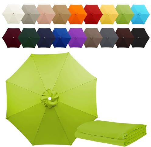 Tela para sombrilla de 6/8 Varillas, cubierta de repuesto para sombrilla de mesa de mercado, Toldo de repuesto parasol de patio, jardín, piscina, playa(Grass green,6.5FT/2.0M-6Ribs)