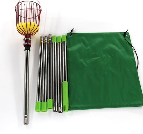 El diseño de cesta integrado en este recogedor de frutas telescópico ajustable garantiza una experiencia de cosecha segura (2,8 m)