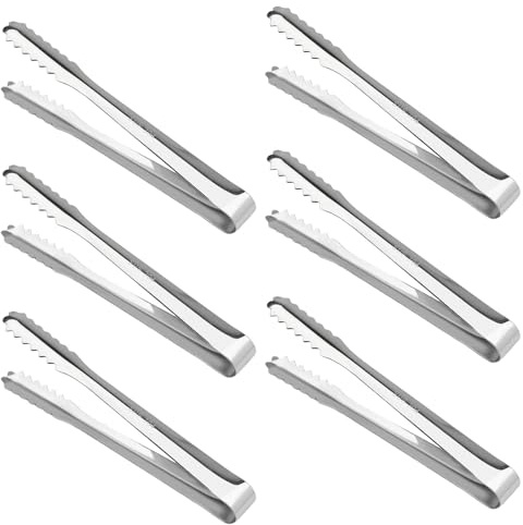 Lot de 6 pinces à sucre glacé en acier inoxydable - Pinces de cuisine pour aliments, café, bonbons, pain, gâteaux, cuisine, fête, bar