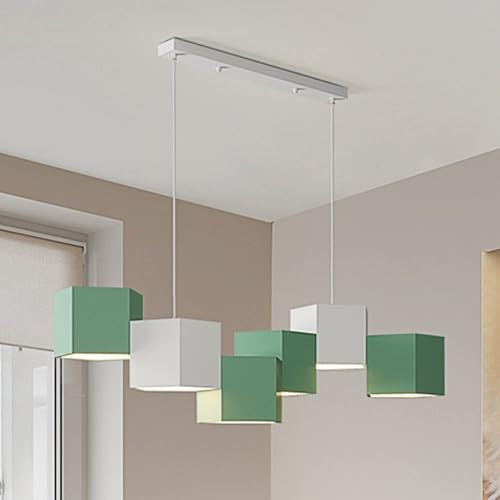 LampadaasospensioneaLEDpersaladapranzo,luceasospensionequadrata,Combinazione,Design,luceasospensione,lampadadatavolodapranzo,altezzaregolabile,lampadarioatrecoloripersaladapranzo,Cucina,Ufficio(Nero)