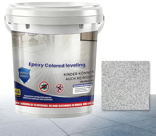 Pintura para suelos de resina epoxi con – Secado rápido, revestimiento autonivelante de alto brillo – Suelo Epoxy, para interiores y exteriores, ducha, garaje, casa, edificio dormitorio