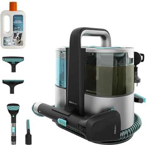 Cecotec Pulitore aspirante per tappezzeria e tappeti con cavo Conga 4000 Carpet&Spot Clean XL Neo. 600W, 14kPa, 2 Serbatoi (Acqua Pulita/Sporca), Spruzzatore, Accessorio Vetri e 3 Bocchette