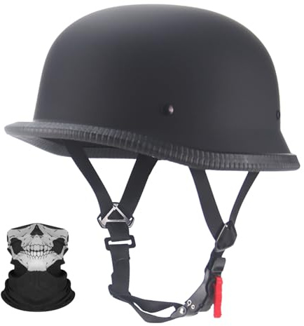 Casco Da Moto Vintage A Mezza Calotta, Omologato ECE/DOT, Stile Tedesco, Per Scooter, Ciclomotori E Cruiser, Casco Da Moto A Mezza Calotta Da Uomo Per Tutte Le Stagioni. 1,M(55-56CM)