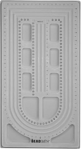 The Beadsmith Bead Board, Grey Flocked, 3 U-Shape and 3 Straight Channels, 10 x 18.5 inches, Design Boards for Creating Bracelets, Necklaces and Other Jewelry