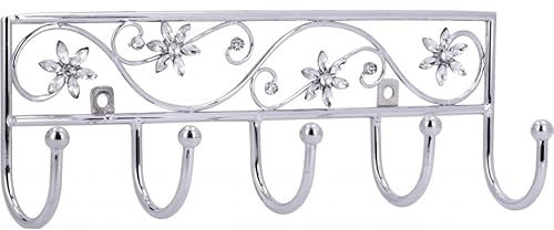 SIRO Hakenleiste Homberg, Blume, Pflanze, Blatt, Kinder, Stahl - Kunststoff chrom glänzend kristall, 260 mm x 50 mm x 90 mm, LA 155 mm, 2165-260ZN1JE7V1K