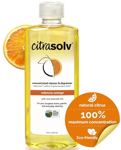 Citra Solv Concentrated Cleaner & Degreaser, Deodorizer, Home & Outdoor, Adhesive Remover, Paint Thinner, Natural Orange Oil, Valencia Orange 8 Fl Oz