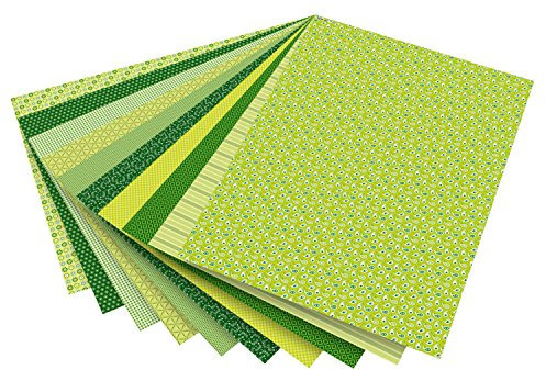 folia 46509 - Motivkarton Basics grün sortiert, 50 x 70 cm, 270 g/qm, 10 Bogen - Grundlage für vielfältige Bastelarbeiten und -ideen
