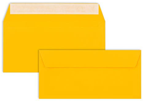 25 Brief-Umschläge DIN Lang - Honiggelb - 110 g/m² - 11 x 22 cm - sehr formstabil - Haftklebung - Qualitätsmarke: FarbenFroh by GUSTAV NEUSER