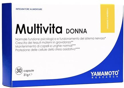 YAMAMOTO RESEARCH Multivita DONNA 30 Capsule, Integratore Alimentare Multivitaminico e Multiminerale, Supporto Completo al Benessere dell'Organismo, Azione Antiossidante