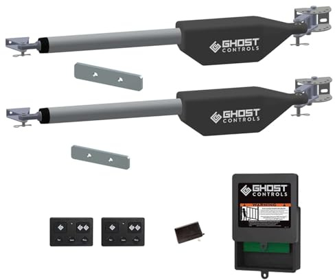 Ghost Controls Automatic Gate Opener Kit for Decorative Driveway Swing Gates with Gate Opener Remote - Solar Capable - PRO Series - Model LDM2K (2. LDM2K Kit)