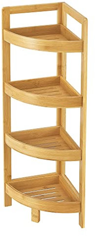 [en.casa] Bambus Standregal Lestijärvi Badregal 4 Ablagen 80 x 23 x 23 cm Eckregal stehend Natur
