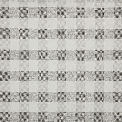 Kt KILOtela - Tela Loneta Estampada, Decoración, Tapizar, Cojines, Cortinas, Bolsos, Manteles, 100 cm Largo x 280 cm Ancho, Cuadros Vichy, Zante, Gris - 1 metro