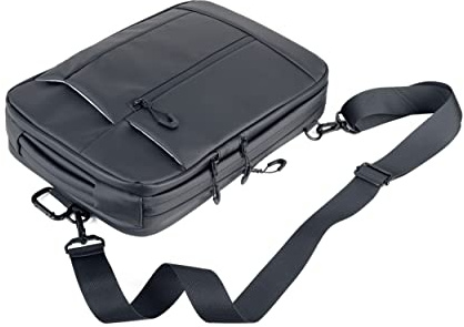 Troika Black Bag to Business - BBL63/BK - A Bolso de Bandolera para portátiles/tabletas – 11 Compartimentos Separados y Acolchados – se Puede convertir en Mochila – Tarpaulin (Iona) – Negro