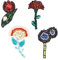 FINGERINSPIRE 4PCS Flower Beaded Rhinestone Patches with Glass Seed Beads 4 Style Tulip Flower Carnation Flower Felt Clothing Patches Small Bead Sewing Applique Patches for Clothing Hat Scarves