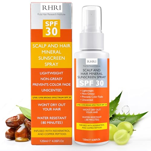 Premium SPF 30 Hair Sunscreen Spray | Heat Protection Spray for Hair | Non-Greasy UV Protection for Hair & Scalp | Helps Prevent Color Fade & Dryness | Heat Protectant for Hair | Beach SunBlock 4 oz