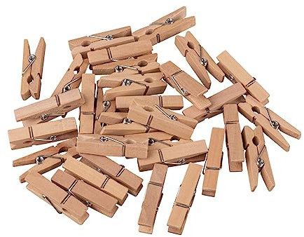 Rayher Wäscheklammern, Holz, 3,5 cm, 32 Stück, natur, unbehandeltes Holz, FSC zertifiziert, kleine Wäscheklammern, Zierklammern, Deko-Klammern, 64593505