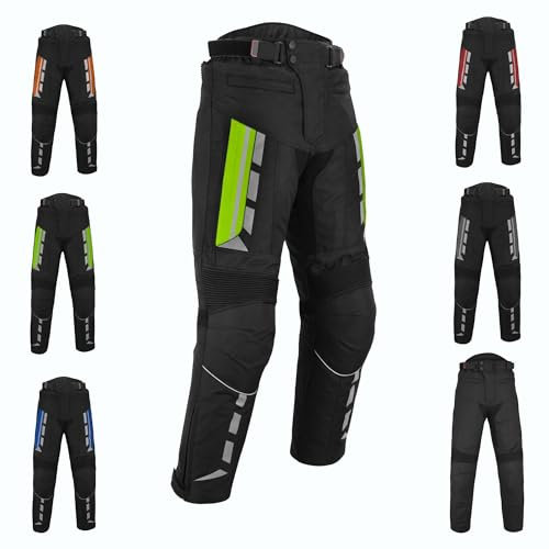 Motorradhose für Herren mit Protektoren Bikerhose Textiles Cordura Wasserdicht mit Schutz an Hüften und Knien - CE-zertifizierte Rüstung Zertifizierte Rüstung, grün, XL