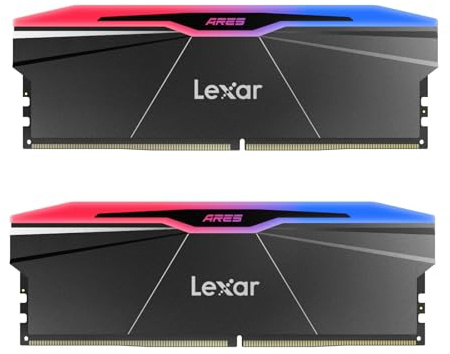 Lexar ARES Gen2 RGB DDR5 RAM 32GB Kit (2 x 16GB) 8000MHz, 288-Pin UDIMM Desktop Memory, PC Gaming Computer Memory for Intel XMP 3.0, DRAM Empowered by SK hynix/CL38-48-48-100/1.45V(LD5U16G80C38BR-RGD)