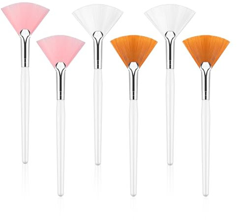 6 Stück Fächerpinsel Kosmetik, Gesichtspinsel Esichtsmaske Pinsel Weiche Maskenpinsel Make-up Maske Bürsten mit Kunststoffgriff, Kosmetik-Auftragswerkzeuge für Schlamm-Gesichtscreme