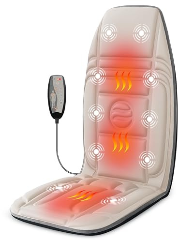 Heycool Vibration Back Massager with Heat, Massage Chair Pad with 10 Vibration Motors & 2 Heating Levels, Chair Massager for Recliner, Sofa, Beige