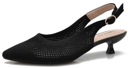 qibusleen Slingback Tacchi a gattino per le donne a punta chiusa a punta slingback lavorato a maglia comodo da donna cinturino alla caviglia abito slingback basse gattino scarpe décolleté scarpe,