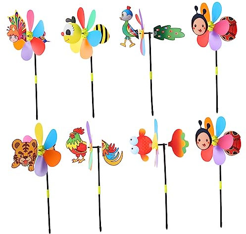 DIKACA Lot De 8 Moulins À Vent pour Enfants Robustes Et Résistants À La Décoloration pour Embellir Votre Maison Style aléatoire
