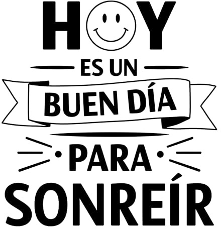 Vinilo Decorativo para Pared Frase Motivadora Hoy Es Un Buen Día Para Sonreír, Pegatina Adhesiva Moderna, Decoración para Salón y Dormitorio (Negro, 21 x 20 cm)