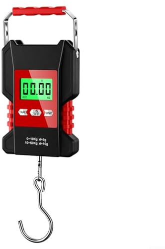 QuivyLivy Báscula electrónica colgante de 50 kg con pantalla LCD retroiluminada, carga USB, gancho de acero inoxidable y cuerpo ABS antideslizante para equipaje, paquetes, peces