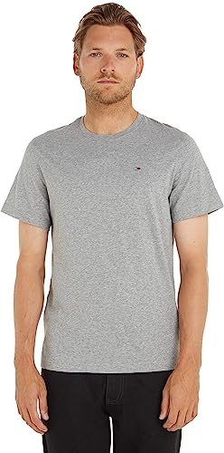 Tommy Jeans TJM Original Jersey Tee, Camiseta con Cuello Redondo para Hombre, Gris (Lt Grey Htr), S