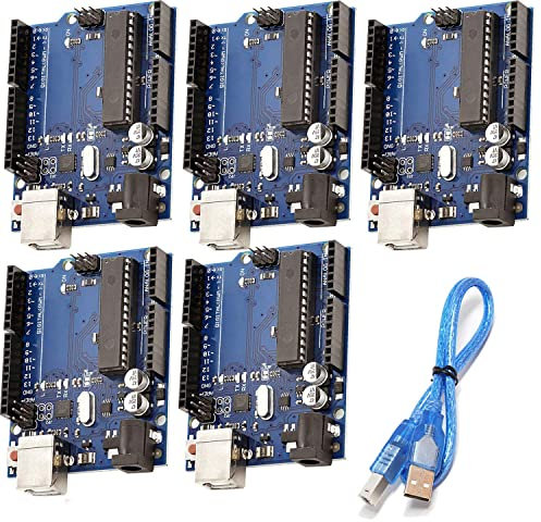 AZDelivery 5 x AZ-ATmega328DIP-Board Mikrocontroller Board ATmega16U2 8-bit Entwicklerboard mit Hauptplatine und USB-Kabel inklusive E-Book!
