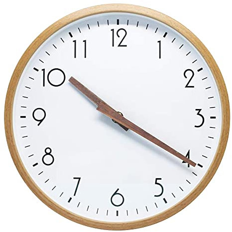 ALEENFOON 10 Zoll Holz Uhr Modern Leise Wanduhren Tischuhr für Wohnzimmer Küche Ohne Tickgeräusche Innenuhr Nicht Tickende Wanduhren Hängende Uhr (Weiß)