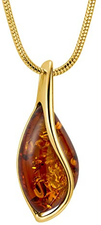 Copal Verstellbare Halskette Mit Naturbernstein Anhänger Und Goldplattierter Silberkette