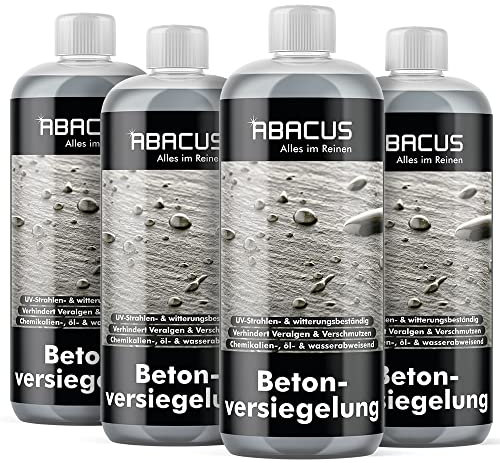 ABACUS® Betonversiegelung, Steinversiegelung, Dachversiegelung, Ziegelversiegelung, Dachpfannenversiegelung, Zementversiegelung, Tonversiegelung – Betonversiegelung 4x 1000 ml (2115.4)