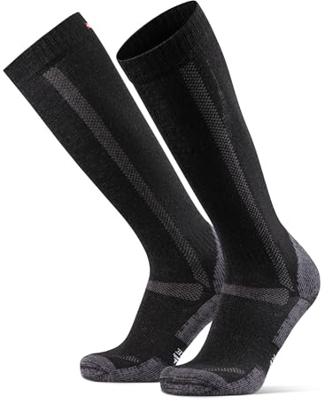 DANISH ENDURANCE Kniehohe Merino Wandersocken, Lange Kniestrümpfe, Unisex, für Damen & Herren, 1 oder 3 Paar, Schwarz, 43-47