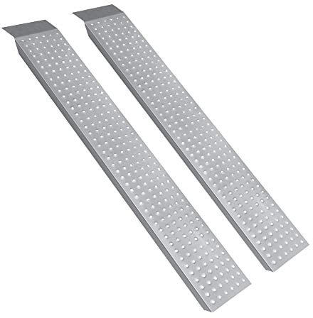TRMLBE 2X Rampa di Carico Fino a 400 kg Rampa di Carico Antiscivolo in Acciaio Zincato per Rimorchio Auto Moto - 135 cm, Argento