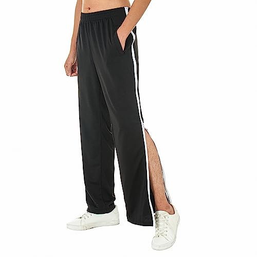 Men's Tear Away Track Pants Zip Off Basketball Trouser Post Surgery Sweatpants with Zipper Legs