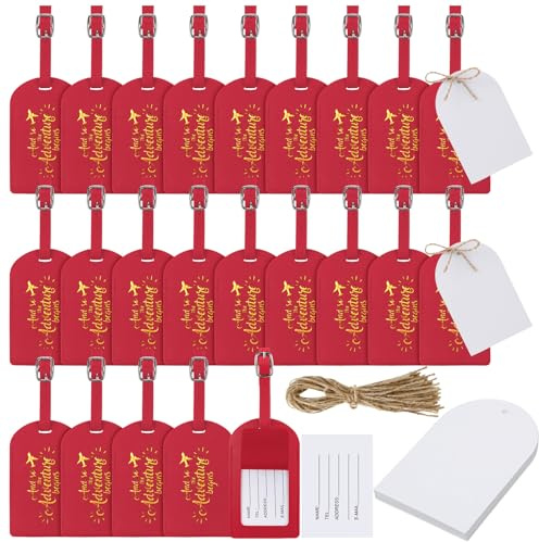 Amylove Bulk Wedding Favors Luggage Tags Gifts, and So The Adventure Begins Luggage Tags for Guests Bridal Gifts, 24 Pack (Wine Red)