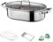 BAYORE Pentola ovale multifunzione per pesce al vapore in acciaio inossidabile, 3-4 litri, Argento, con coperchio in vetro trasparente, include accessori a forma di pesce, colore casuale