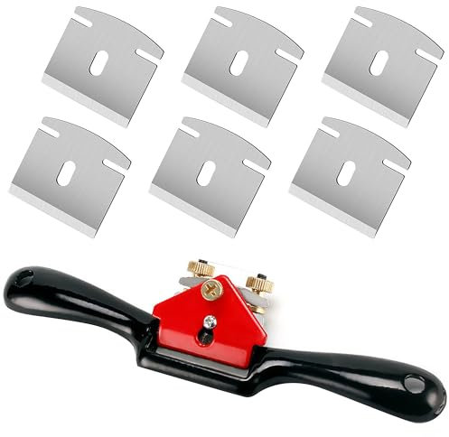 Cepilladora ajustable de 9 pulgadas, cepilladora manual, cepilladora de madera, cepilladora manual, con 6 cuchillas de repuesto para cepillar y cortar herramientas de carpintería