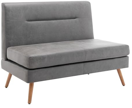 Yongqiang Small Loveseat Sofa Settee Bench with Back Upholstered Banquette for Kitchen Dining Room Living Room Bench Seating Restaurant Booth Grey Faux Leather
