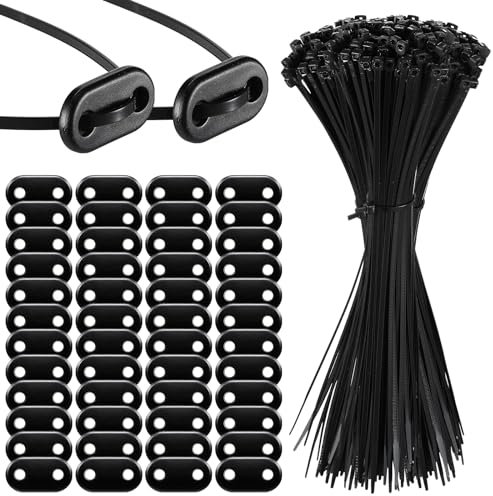 Sinmoe 100 Juegos Kit de Fijación para Pantalla Privacidad Bridas para Cables y Placas de Montaje de Fijación Kit de Fijación de PVC para Alfombras de Privacidad Vallas de Jardín Terrazas Balcón