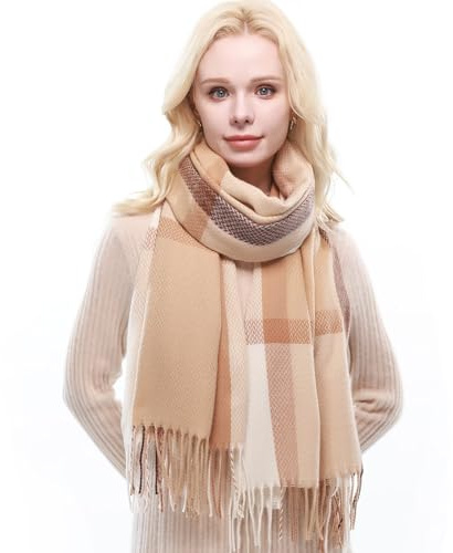 RIIQIICHY Sciarpa Donna Invernale Scozzese Pashmina Scialle Caldo Regalo Natale Donna Compleanno