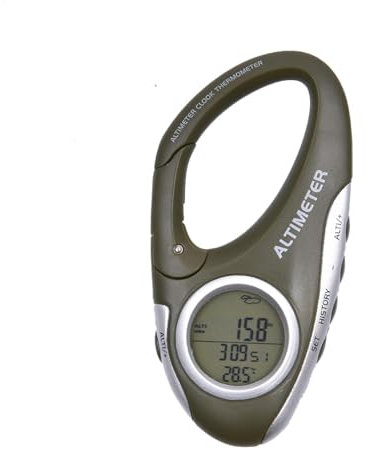 Digital Altimeter Barometer - Thermometer Altitude Monitor, Hiking Carabiner Altimeter | Portable Hook Design Digital Barometer with Clock, Multiple Functions Altimeter for Hiking Climbing, 9x5x2cm