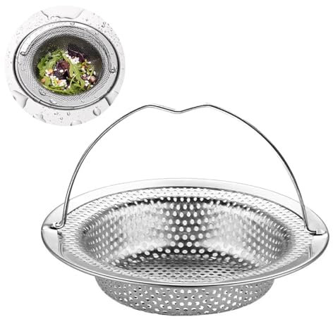 jatimdotin Filtro Lavello Cucina, Filtri Scarico Lavandino in Acciaio Inossidabile con Manico, Protezioni per Scarico Cucina, Lavandino Filtro per Doccia, Vasca da Bagno, Lavabo (11 x 8 x 2 cm)