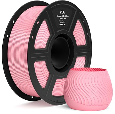 ELEGOO Filamento PLA 1,75mm Rosa 1KG, Filamento per Stampante 3D, Precisione Dimensionale ±0,02mm, Bobina da 1kg (2,2lbs), Compatibile con la Maggior Parte delle Stampanti 3D