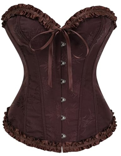 KUOSE Womens Black Basque Body Shaper Overbust Corset Top Plus Size S-6XL