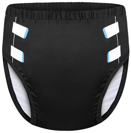 LittleForBig mjuka sidenunderkläder bekväma tvättbara återanvändbara Primary Comfort Cloth träningsbyxor för vuxna Svart M