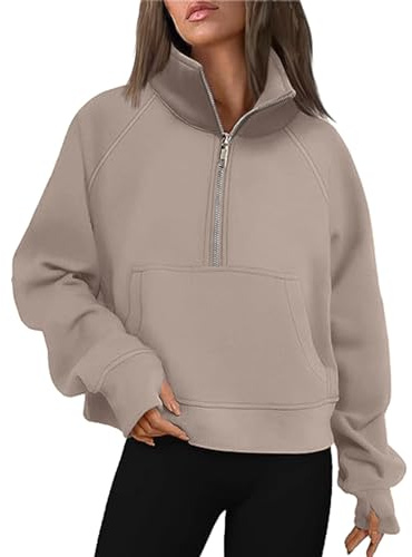 Sweatshirts Womens Sweatshirts Half Zip Cropped Pullover Quarter Zipper Hoodies Fall Outfits Clothes Thumb Hole